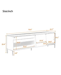 Rainsken 70.8 Media Console for Up to 75 TVs, Entertainment Center with Drawer, Sliding Doors and Adjustable Shelves for Living Room