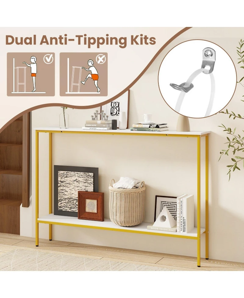 Gouun 44 in Ultra-Slim Console Table with Lower Shelf and Anti-Tipping Kits