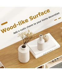 Gouun 40 in Console Table with Fabric Drawer and 4 Staggered Open Shelves