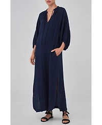 Ocean+Main Women's Avery Long Tie Neck Dress Gauze Caftan