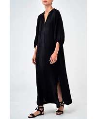 Ocean+Main Women's Avery Long Tie Neck Dress Gauze Caftan