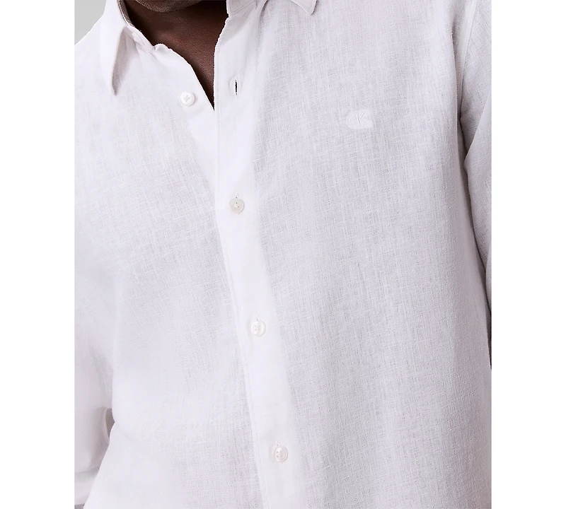 Calvin Klein Men's Solid Linen-Blend Shirt