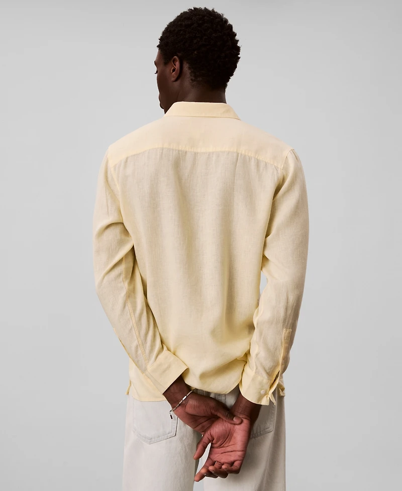 Calvin Klein Men's Solid Linen-Blend Shirt