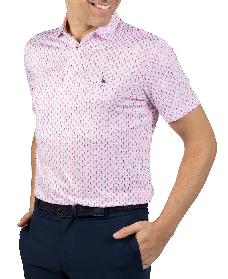 TailorByrd Men's Flamingos Printed Performance Polo Shirts