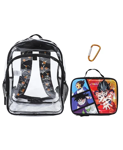 Dragon Ball Z Goku 2-Piece 16" Kids Clear Backpack and Lunch Box Set For School And Travel