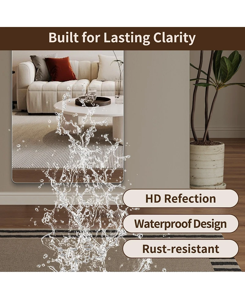 Busdays 60" x 15" Full Body Wall Mirror with Rounded Corners, 5mm Explosion Proof