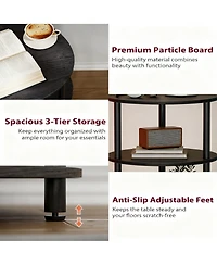 Yigii Small Round End Table 3 Tier Industrial Nightstand Side shelf Bedroom Living Room