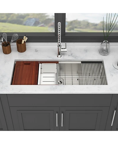 Busdays 45 x 19 x 10 Inch Single Bowl Undermount Workstation Kitchen Sink