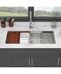 Busdays 45 x 19 x 10 Inch Single Bowl Undermount Workstation Kitchen Sink