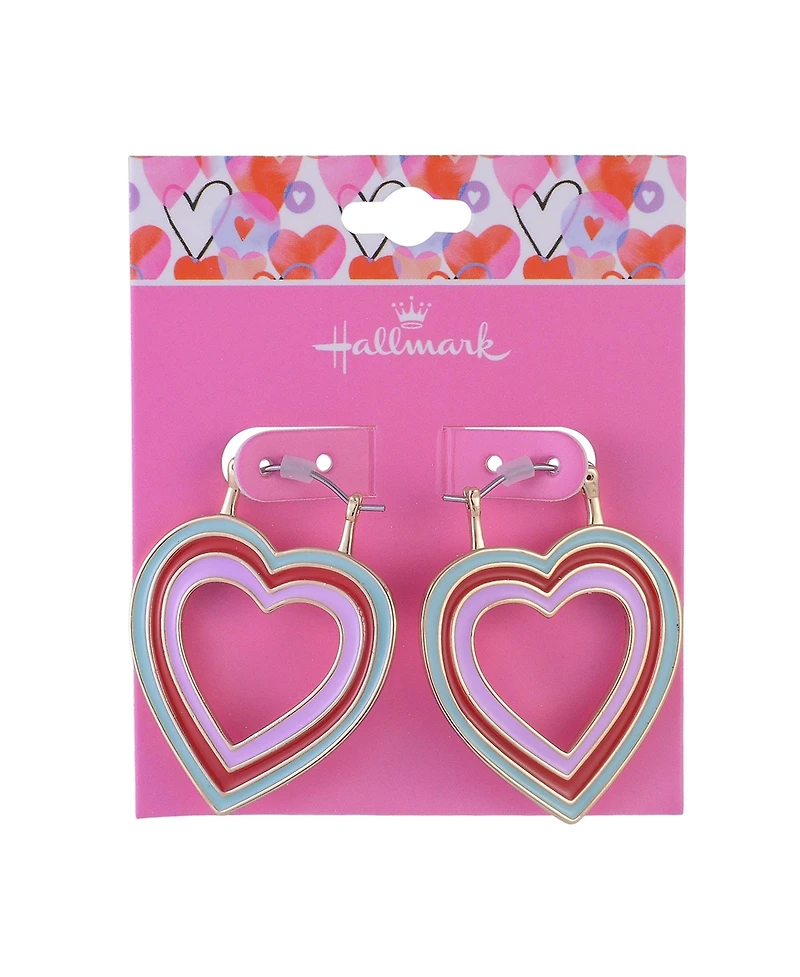 Hallmark Enamel Heart Hoop Earrings