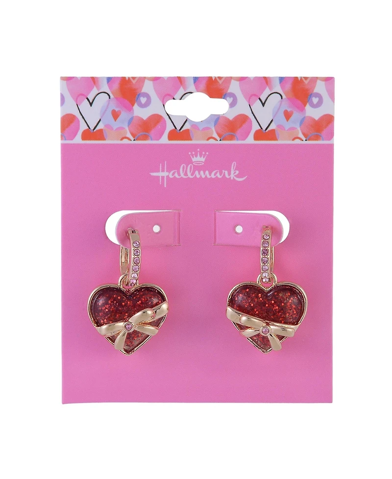 Hallmark Huggie Hoop Earrings with Glitter Heart Drop