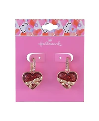 Hallmark Huggie Hoop Earrings with Glitter Heart Drop