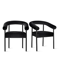 Maison Boucle Set of 2 Velvet Upholstered Dining Armchairs Curved Arms Metal Frame