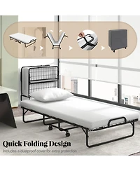 Gouun Twin Rollaway Guest Folding Bed with Memory Foam Mattress