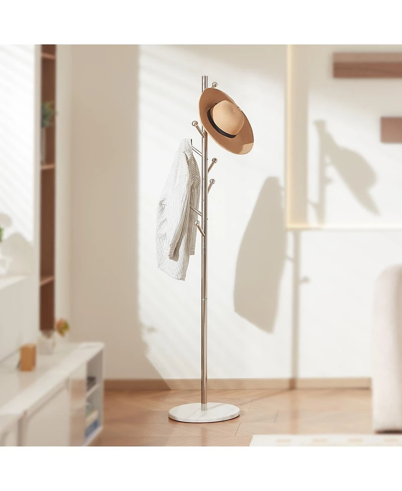 Gouun Freestanding Coat Rack with Marble Base and 8 Hooks
