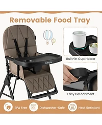 Sugift Compact Baby High Chair with Removable Tray and Pu Cushion
