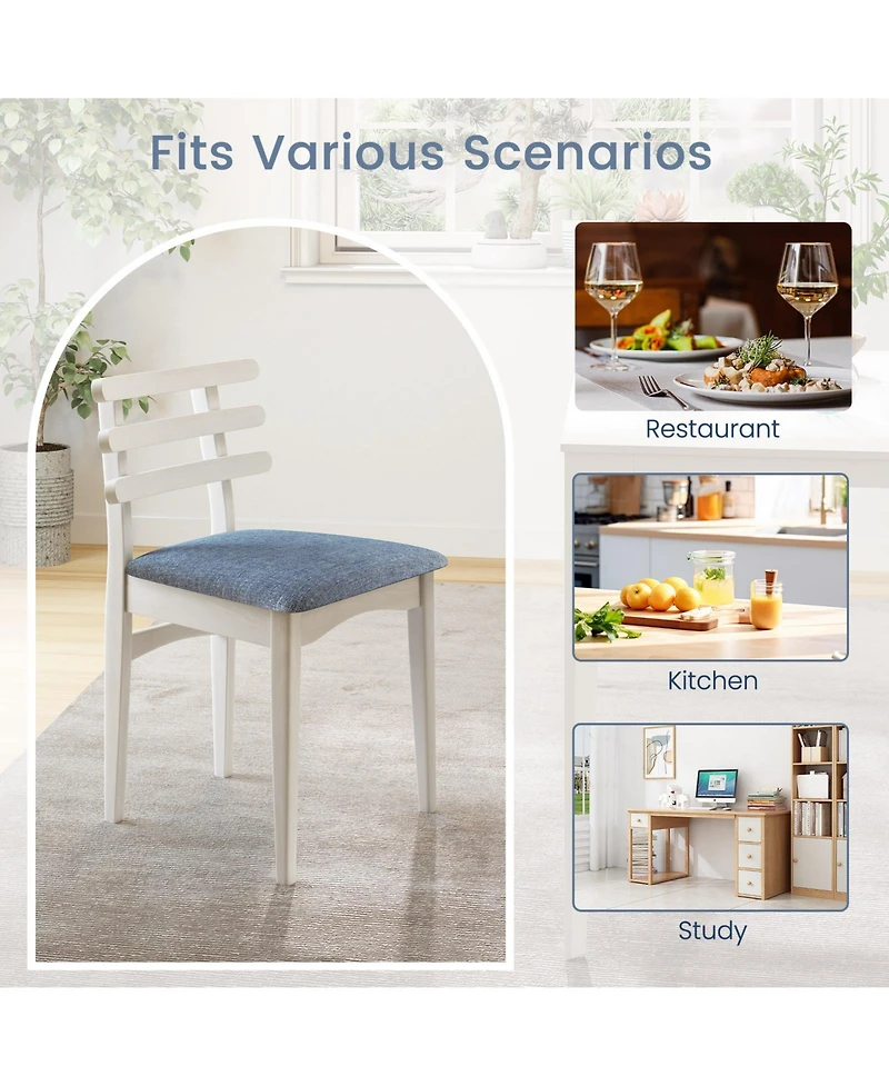 Sugift Fabric Kitchen Side Chairs Set of Two with Wood Frame