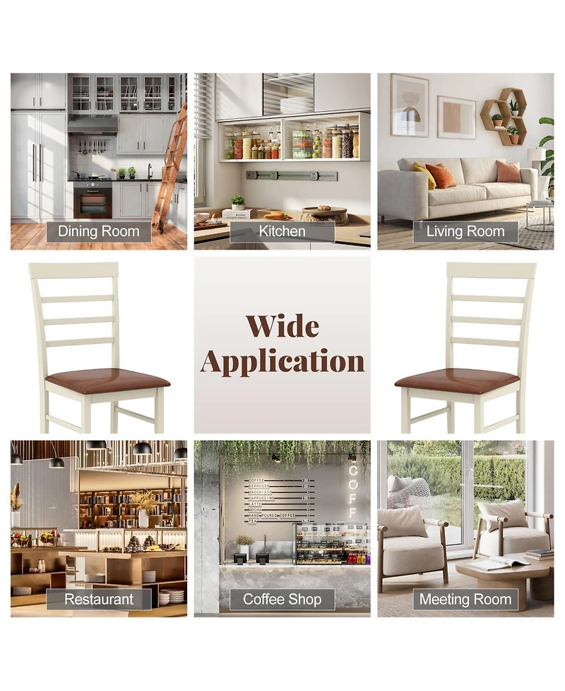 Sugift Pu Leather Wooden Dining Chairs Set of Two