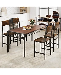 Sugift Dining Chairs Set of Four with Metal Legs and Slanted Back