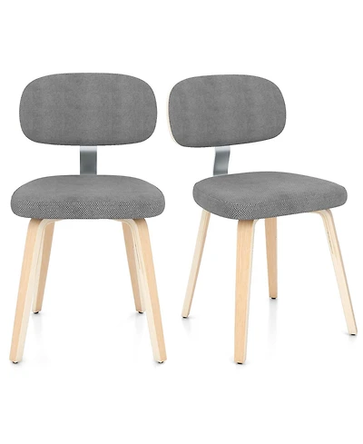 Sugift Chenille Upholstered Wooden Dining Chairs Set of Two