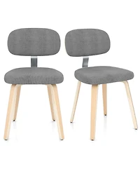 Sugift Chenille Upholstered Wooden Dining Chairs Set of Two