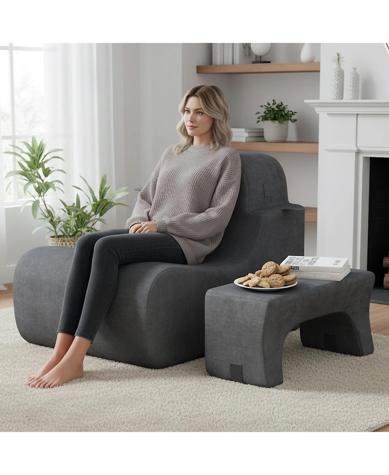 Sugift Floor Chair Lazy Sofa with Detachable Headrest Cushion