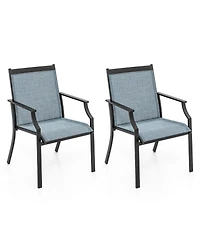 Sugift 2 Piece Patio Dining Chairs with Breathable Seats and Metal Frame