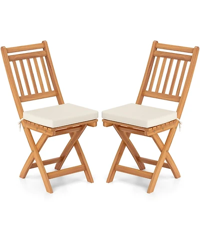 Sugift Patio Folding Chairs Set of Two with Soft Seat Cushions