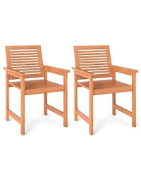 Sugift Patio Chairs Set of Two with Inclined Backrests and Slatted Seats