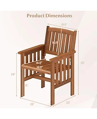 Sugift Patio Chairs Set of Two Solid Wood Chairs with Slatted Seats