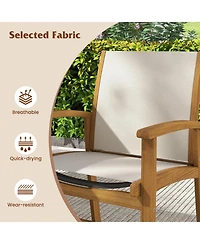 Sugift Patio Chairs Set of Two Acacia Wood Armchairs with Fabric Seats