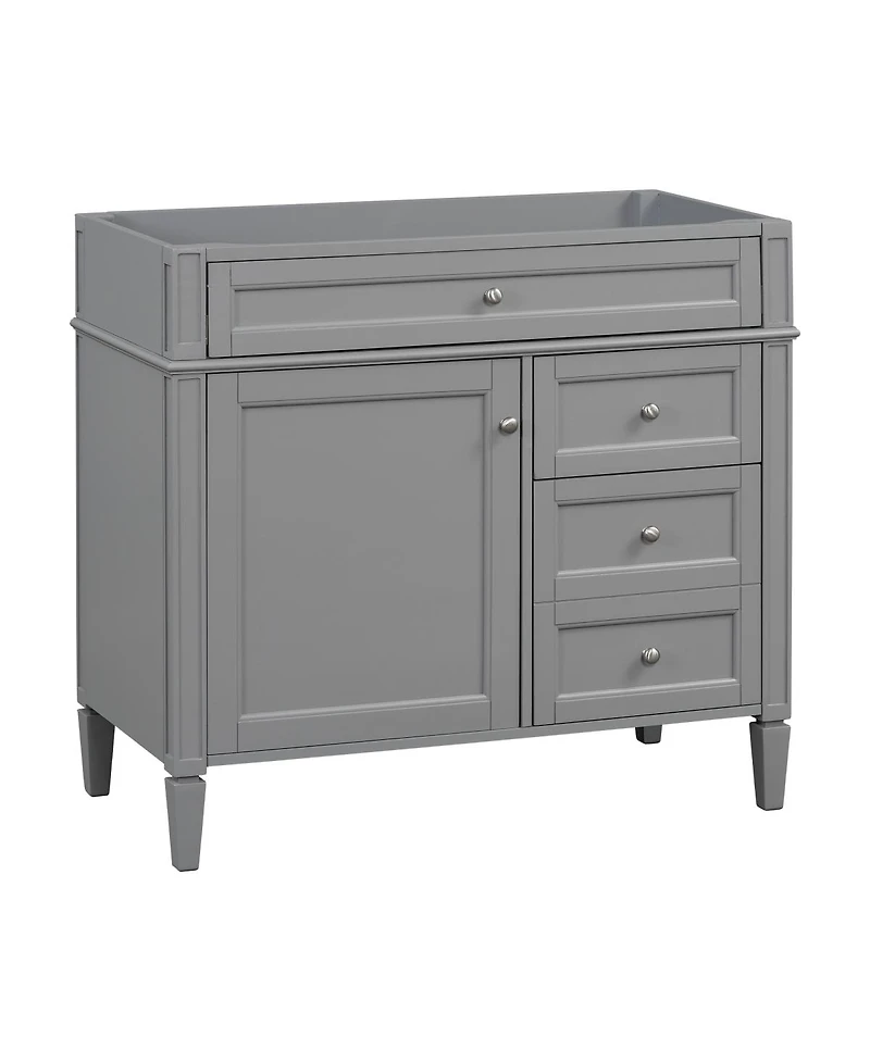 Sillysis 36 Inch Modern Bathroom Vanity without Top Sink, Soft Close Drawers and Adjustable Shelf for Small Spaces