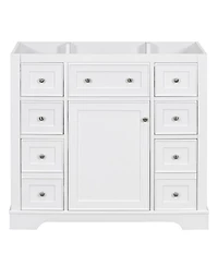 Sillysis 36 Inch Modern Bathroom Vanity Base without Sink, Solid Wood and Mdf Cabinet with 6 Drawers and Adjustable Shelf for Storage