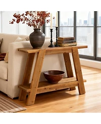 Tribesigns Solid Wood Entryway Table, 2-Tier Farmhouse Console Table with Storage, Narrow Sofa Table Behind Couch