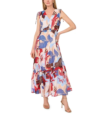 Vince Camuto Women's Printed V-Neck Maxi Dress