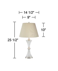 Regency Hill Luca Modern Table Lamps 25 1/2" High Set of 2 Twisted Glass with Usb Charging Port Drum Shade for Bedroom Living Room Desk