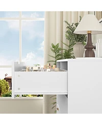 Flynama 8 Drawer Transitional White Dresser Space Saving Cabinet for Entryway Home Furniture With Spacious Drawers Easy Assembly