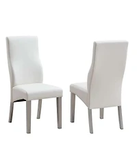 Kings Brand Furniture Set of 2 Parsons Dining Chairs Upholstered Seats, Ergonomic Curved Back