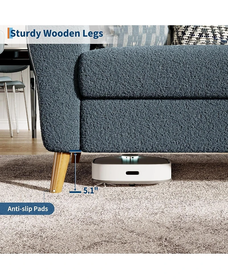 gaomon 84" Sofa Couch, Modern Boucle 3-Seater with Streamlined Armrests & Wood Legs