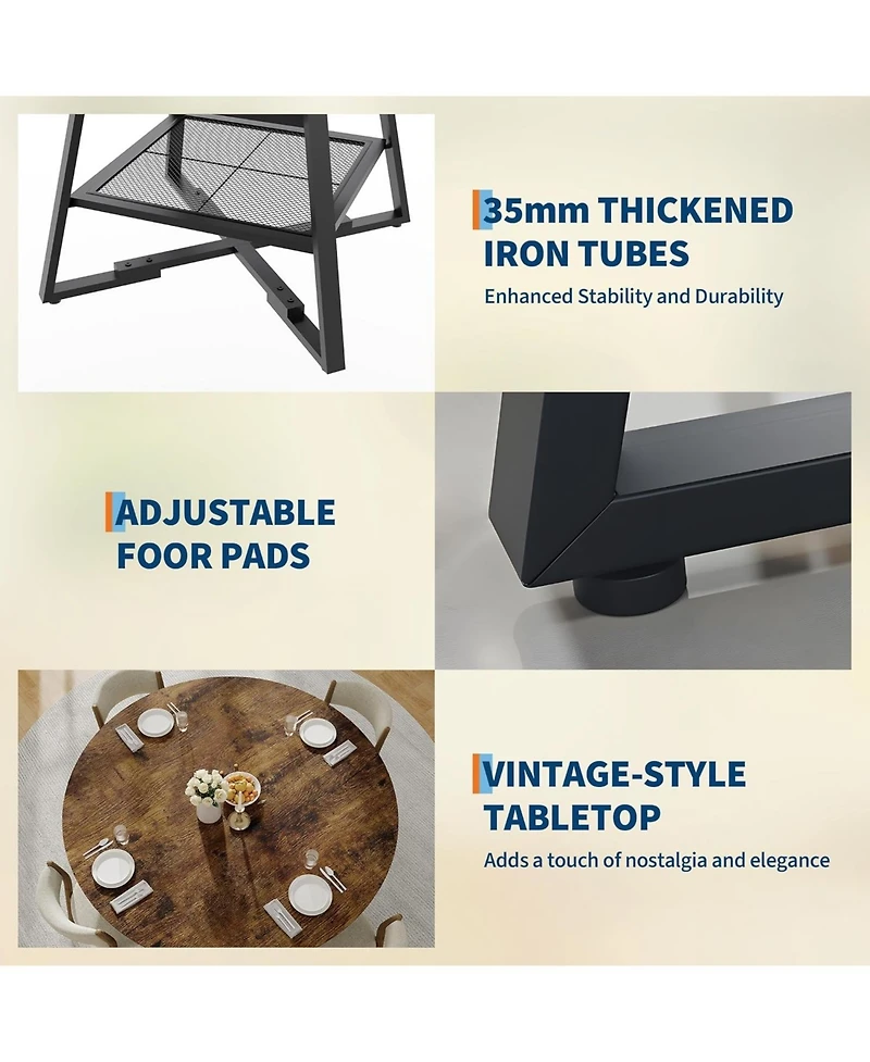 gaomon Dining Room Round Table Set for 4-6, Circle Kitchen Dining Table with Metal Base, 47 Inch Wooden Round DiningTable