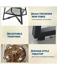 gaomon Dining Room Round Table Set for 4-6, Circle Kitchen Dining Table with Metal Base, 47 Inch Wooden Round DiningTable