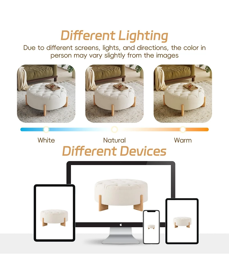 Rainsken 32" Round Tufted Ottoman