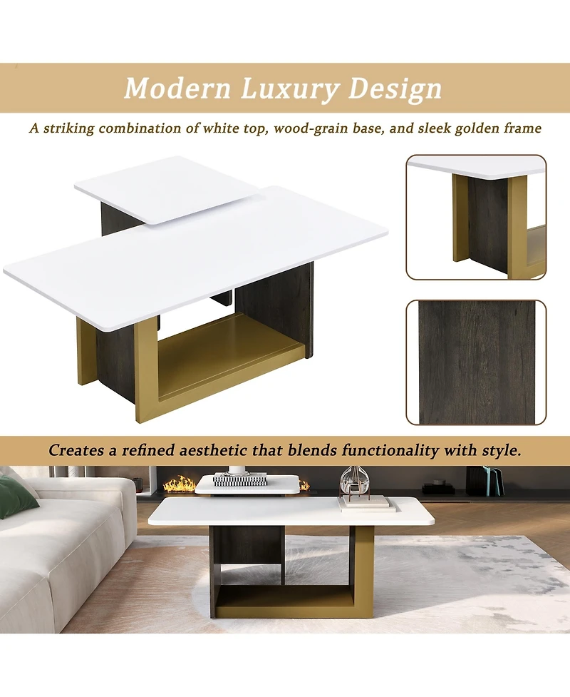 Rainsken Nesting Coffee Tables Set of 2, Small Square Coffee End Table