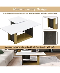 Rainsken Nesting Coffee Tables Set of 2, Small Square Coffee End Table