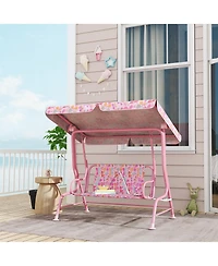 Qaba Kids Porch Swing, 2-Seater Outdoor Patio Swing with Safety Belt