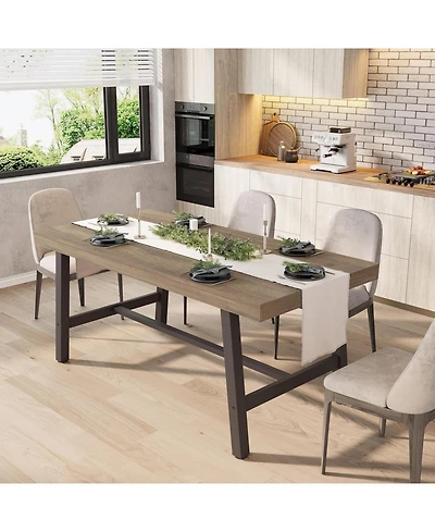 gaomon Industrial Dining Table for 4-6 People, 63" Long Kitchen Table with Sturdy Metal Frame, Rectangular Counter for Dinner, Kitchen, Dining Room