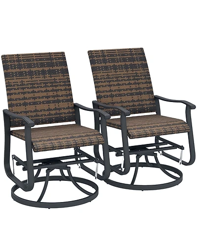 Outsunny Outdoor Glider Chair Set Wicker Swivel Patio