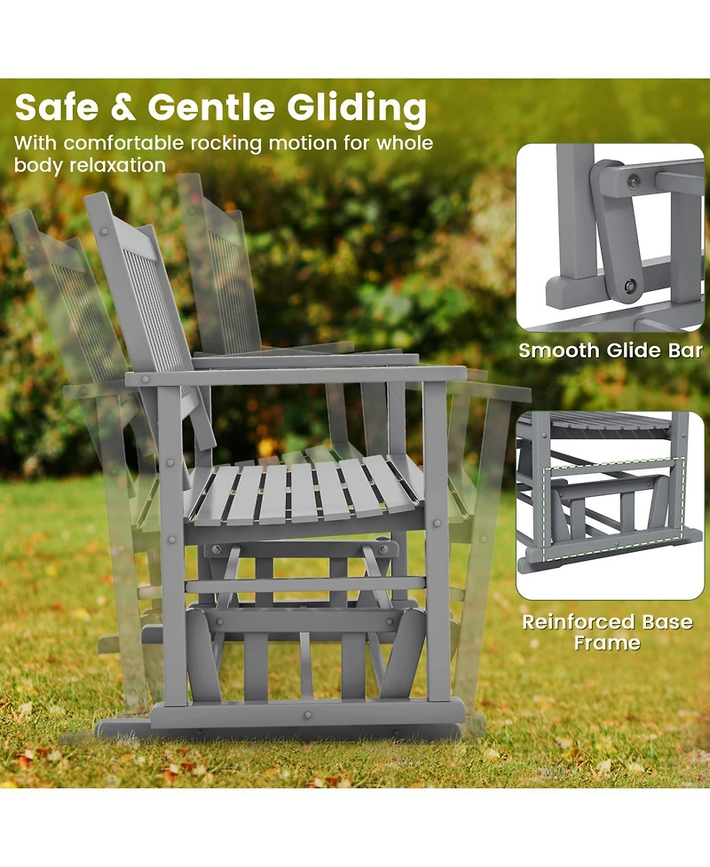 Gouun Poplar Wood Patio Glider Bench 2-Person with Slatted Seat