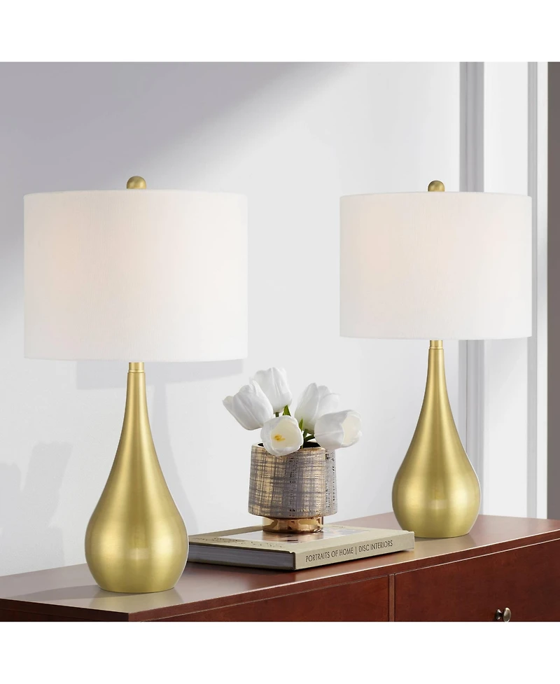 360 Lighting Yolanda 25 1/2" High Gold Teardrop Table Lamp Set