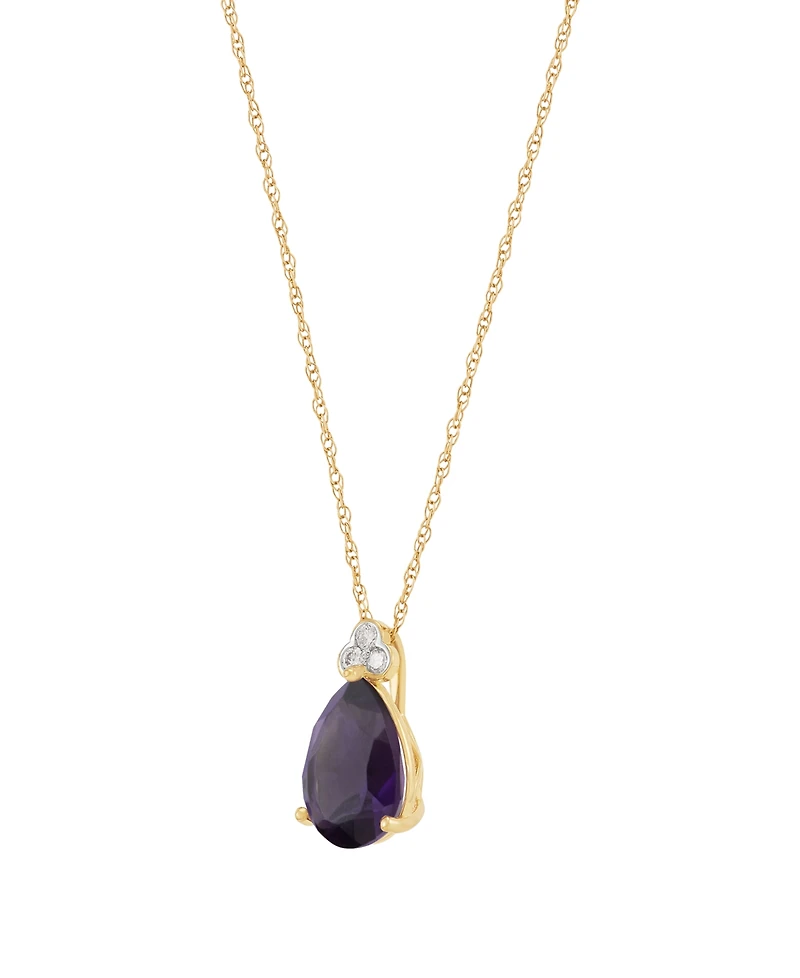 Macy's Amethyst (1-1/2 ct. t.w.) & Diamond Accent Drop Pendant Necklace 14k Yellow Gold (Also Available Multi-Stones)